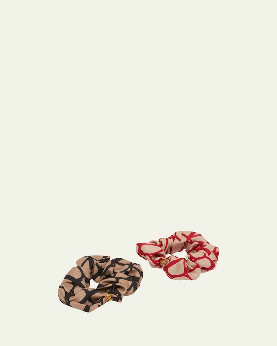 V Logo Charm Iconographe Silk-Twill Hair Scrunchies